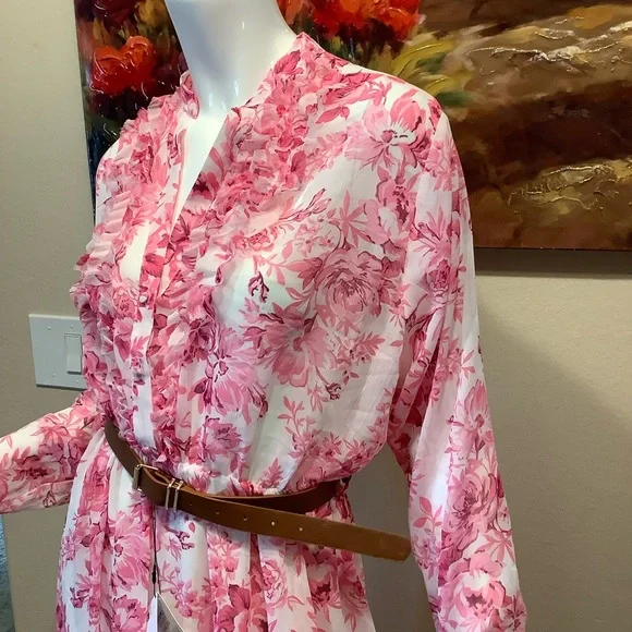 NWT Zara Floral Pink Maxi Dress - Picture 4 of 10